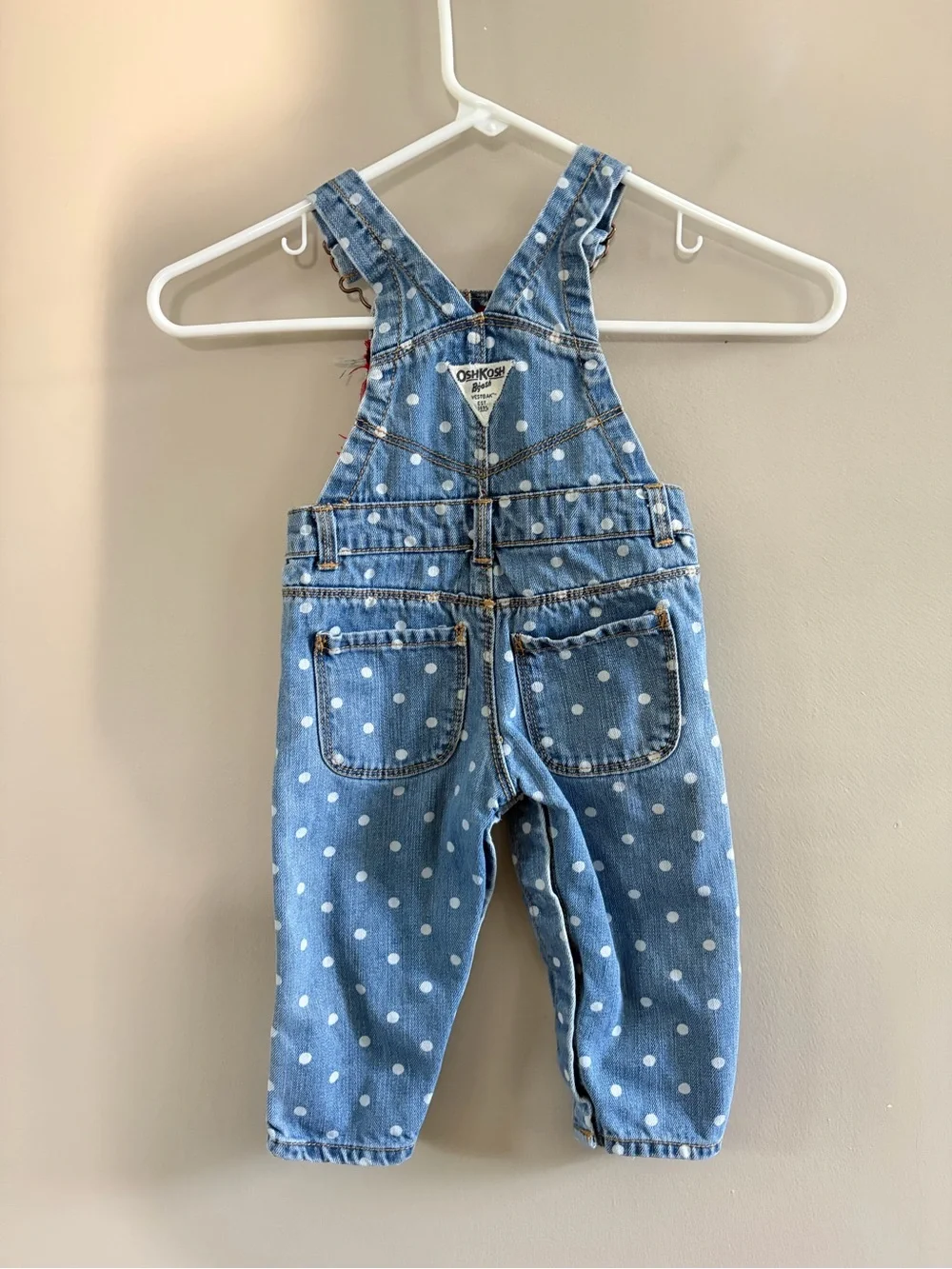 Oshkosh B’Gosh Girls denim overalls patchwork plaid sequin 12 month